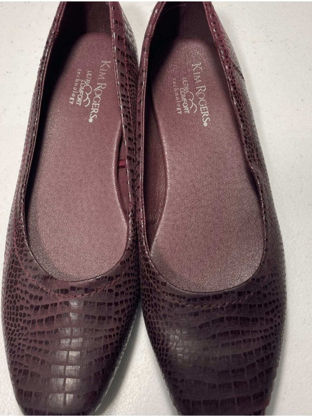 Kim Rogers Burgundy Croc-Embossed Women's Ballet Flats size 9M SB-65